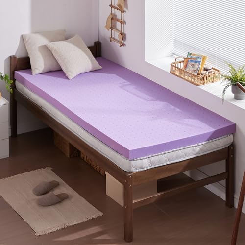 SINWEEK 2 Inch Gel Memory Foam Mattress Topper, Twin Size | Ventilated Soft Pressure Relieve Mattress Pad, Breathable Bed Topper, CertiPUR-US Certified