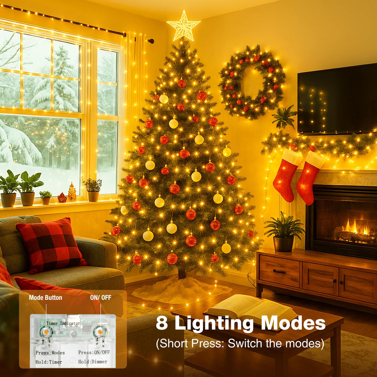 16FT 50 LED Fairy Lights Battery Operated with Timer, Warm White