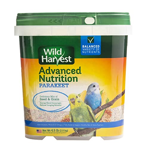 Wild Harvest Advanced Nutrition Bird Food For Parakeets, 4.5 lbs | Daily Variety Of Seed & Grain, Vitamins & Minerals Support Skin & Feathers, Variety Encourages Foraging Behavior