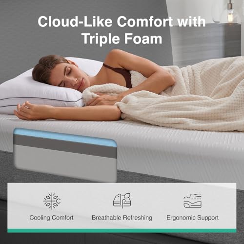 Novilla Bliss Mattress Queen Size, 14 Inch Gel Queen Memory Foam Mattress | Cooling Comfort & Pressure Relieving, Target Zoned Support for Back Pain Relief, CertiPUR US Certified Foams