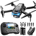 Drone with Camera, Screen on Controller Remote Control Quadcopter FPV Drone | Drone with Built-in Screen Controller for Beginners, Foldable, Gesture Control, 3D Flip, One-Key Start, and Emergency Stop