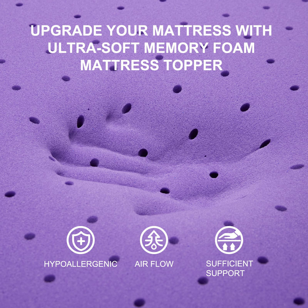 SINWEEK 2 Inch Gel Memory Foam Mattress Topper, Twin Size | Ventilated Soft Pressure Relieve Mattress Pad, Breathable Bed Topper, CertiPUR-US Certified