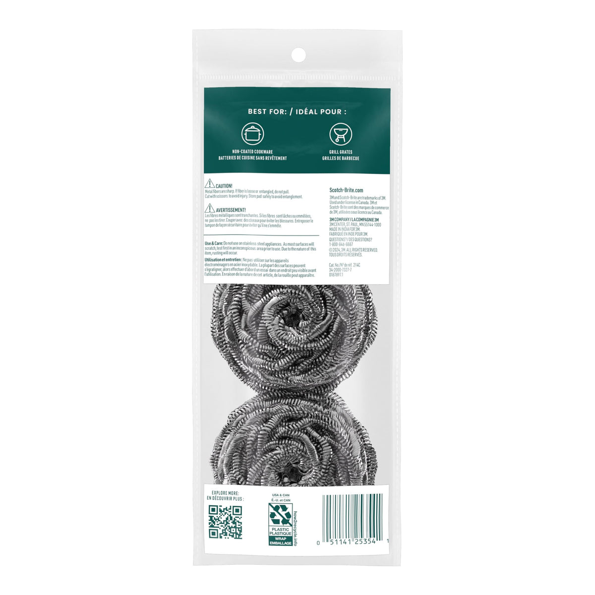 Scotch-Brite Stainless Steel Scrubbers, 3 Pack