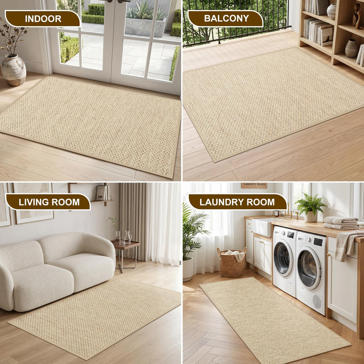 LEKEEPGO Door Mat 17"x29", Non Slip Washable Indoor Door Mat, Khaki | Rubber Backing Door Mat Indoor Entrance, Absorbent Low-Profile Doormat Front Entry Entryway Resist Dirt Welcome Floor Mats